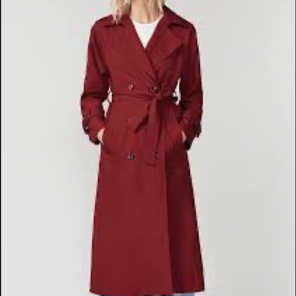 Reformation Boyfriend Trench Cranberry
